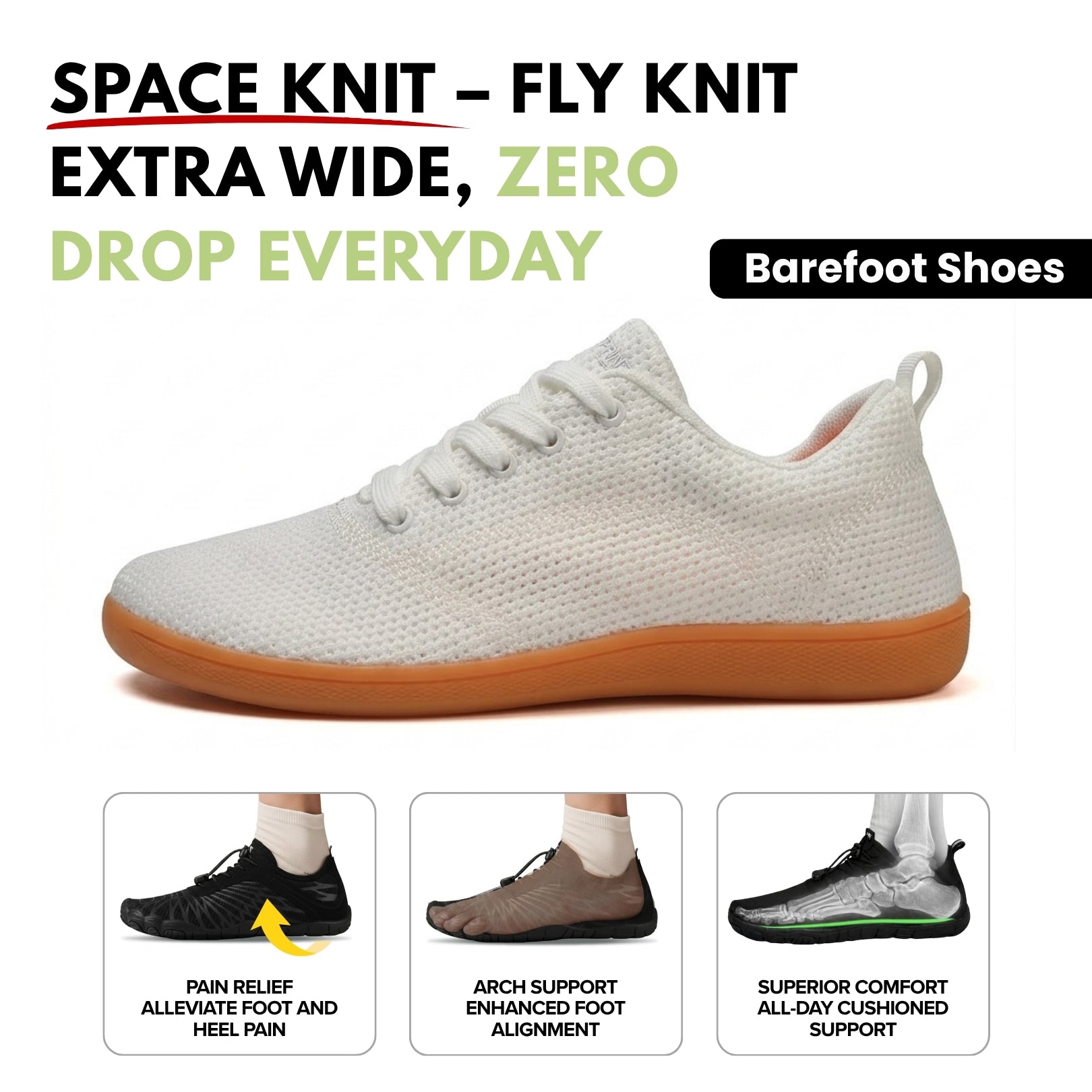 Soleved™ Barefoot Shoes – Space Knit - Wide Toe Box for Natural Foot Movement