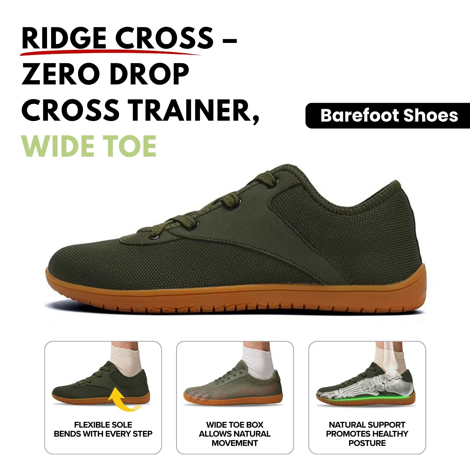 Soleved™ Barefoot Shoes – Ridge Cross - 3mm Zero-Drop Sole for Natural Foot Strength