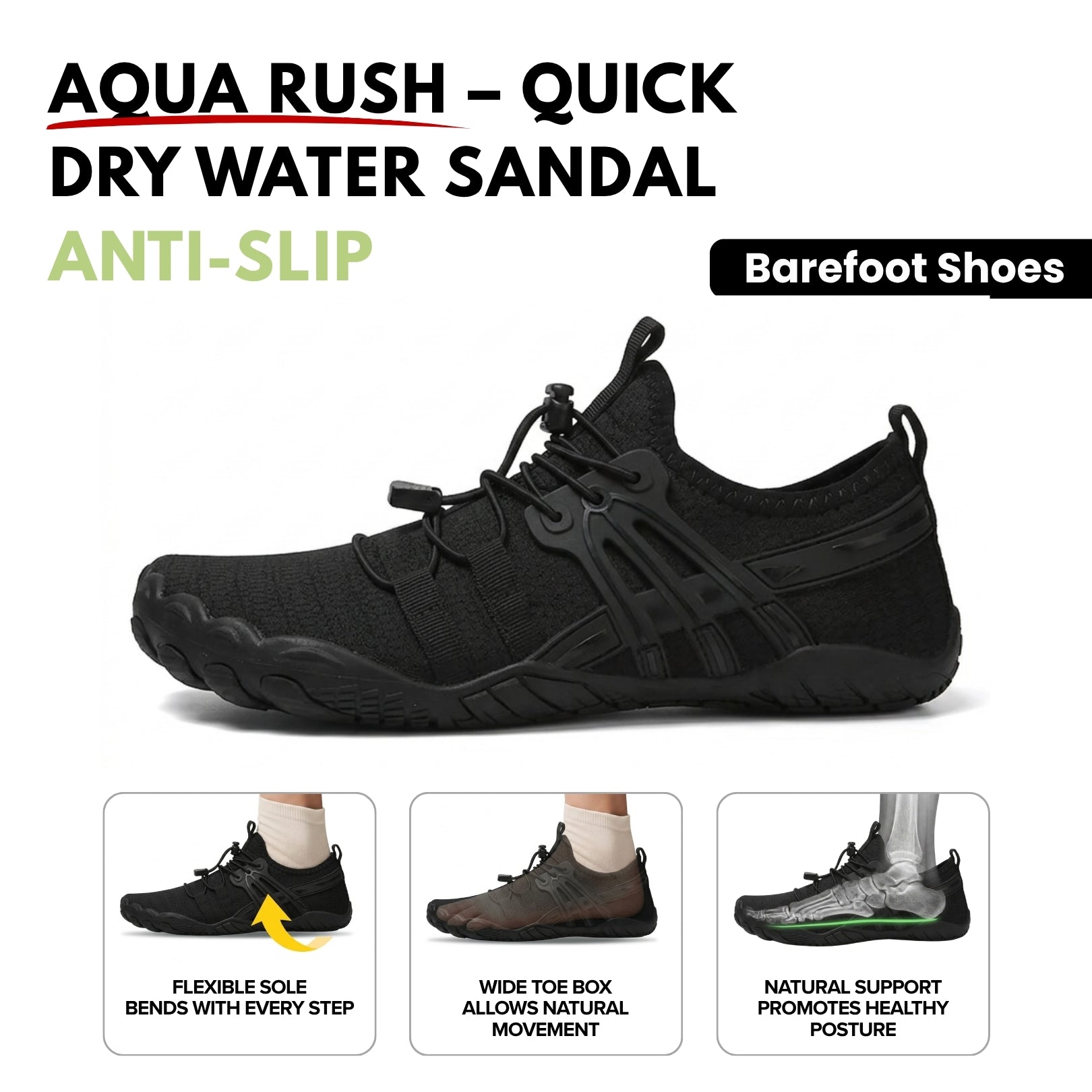 Soleved™ Barefoot Shoes – Aqua Rush - Wide Toe Box for Natural Foot Movement
