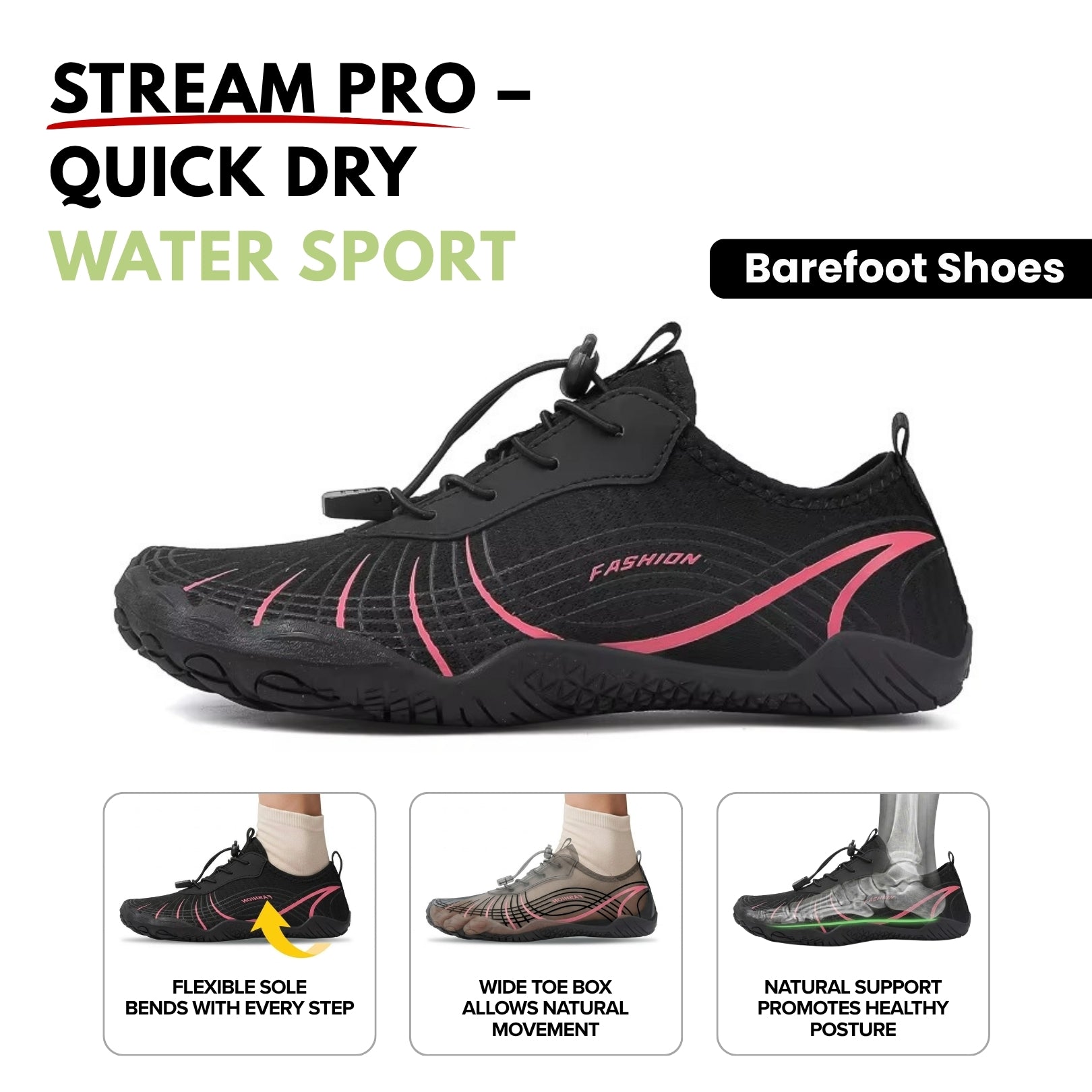 Soleved™ Barefoot Shoes – Stream Pro - Barefoot Sole for Natural Movement & Joint Comfort