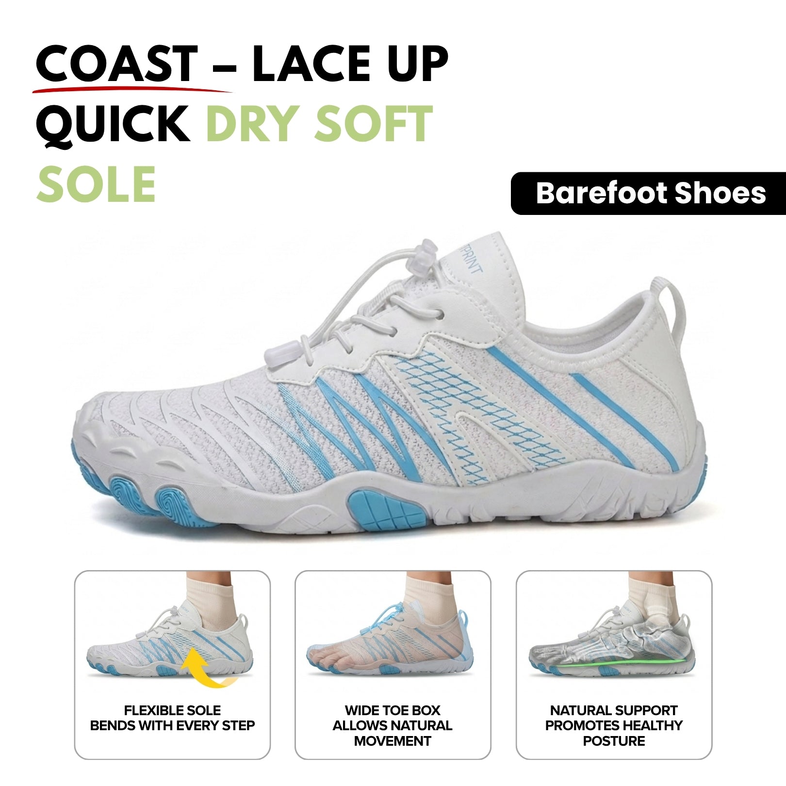 Soleved™ Barefoot Shoes – Coast – Lace Up Quick Dry Soft Sole