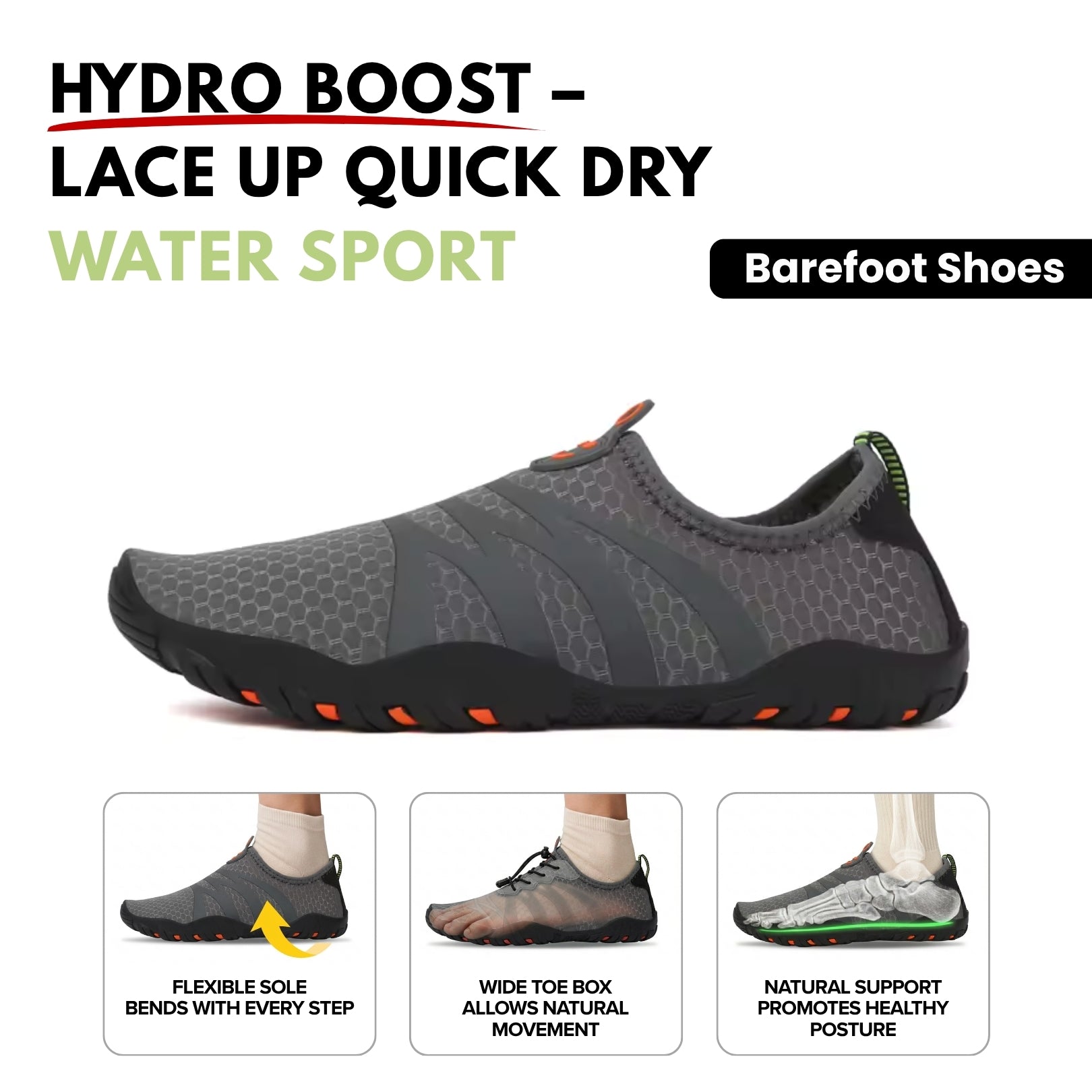 Soleved™ Barefoot Shoes –  Hydro Boost – Lace Up Quick Dry Water Sport