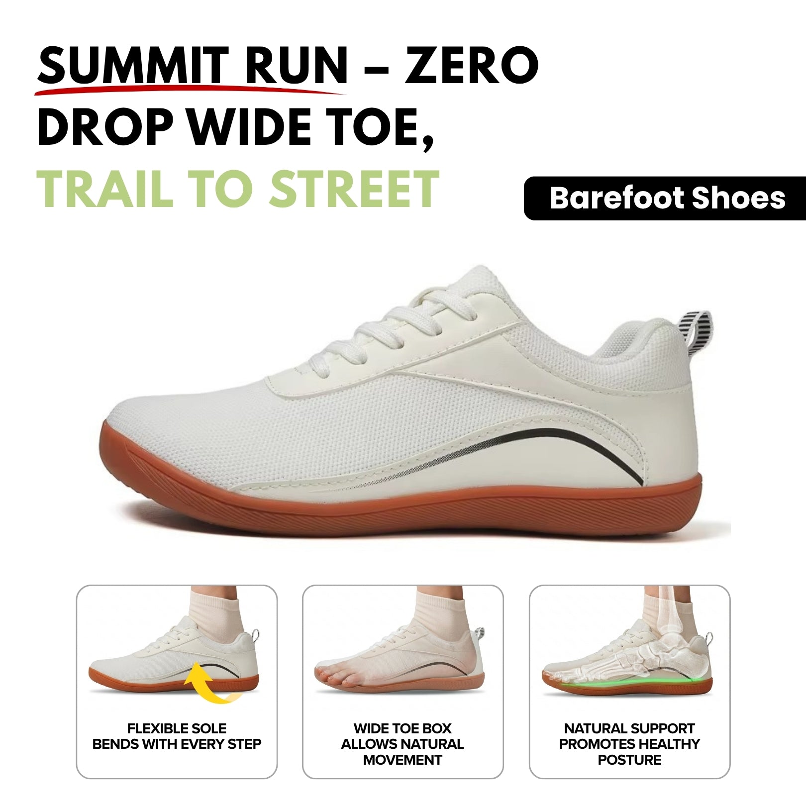 Soleved™ Barefoot Shoes – Summit Run - Minimalist Sole for Ground Feel & Natural Stride