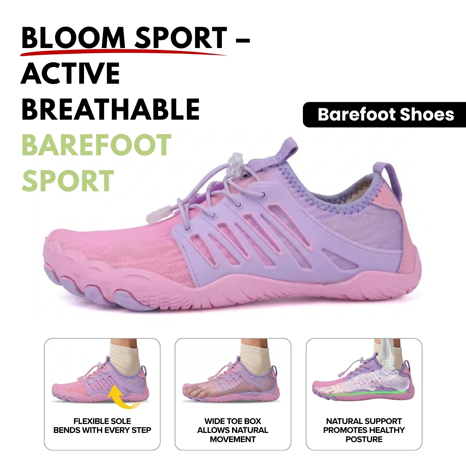 Soleved™ Barefoot Shoes –  Bloom Sport – Active Breathable Barefoot Sport