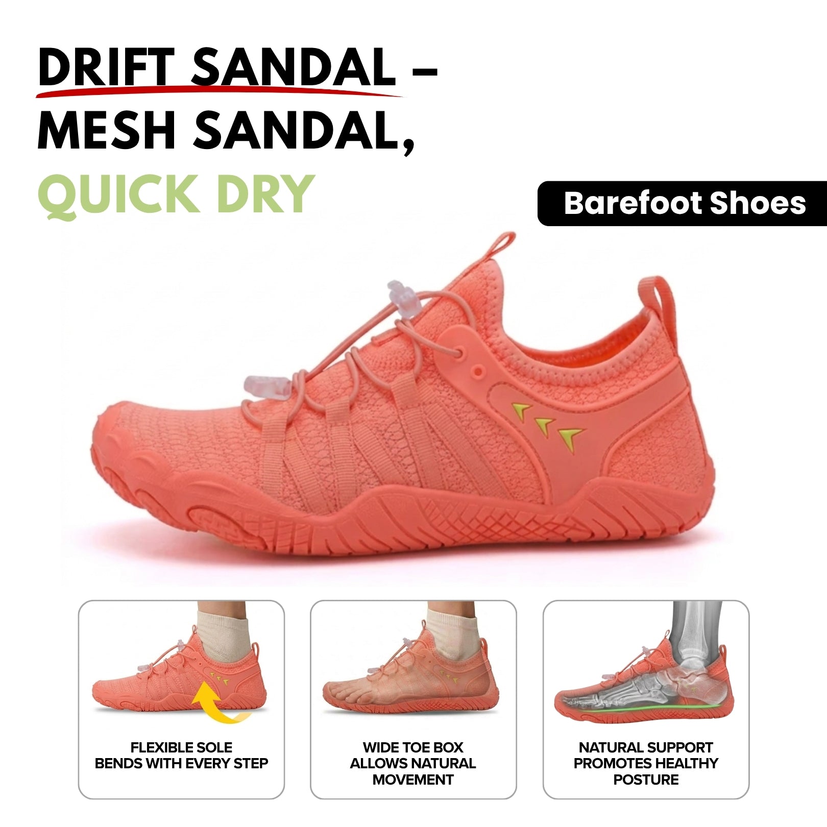 Soleved™ Barefoot Shoes – Drift Sandal - Zero-Drop Design for Natural Foot Strength
